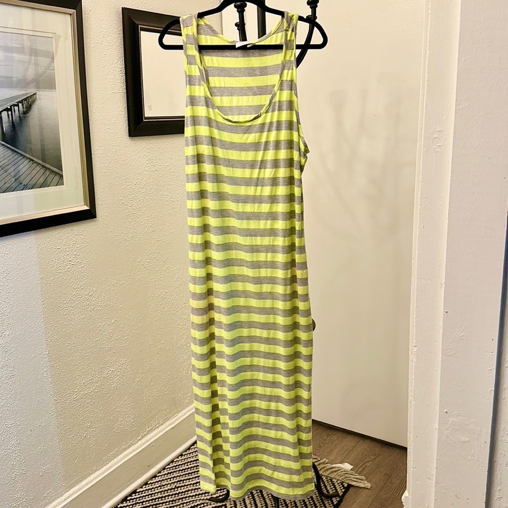 Neon Green & Gray Racer Back Plus Size Maxi Dress